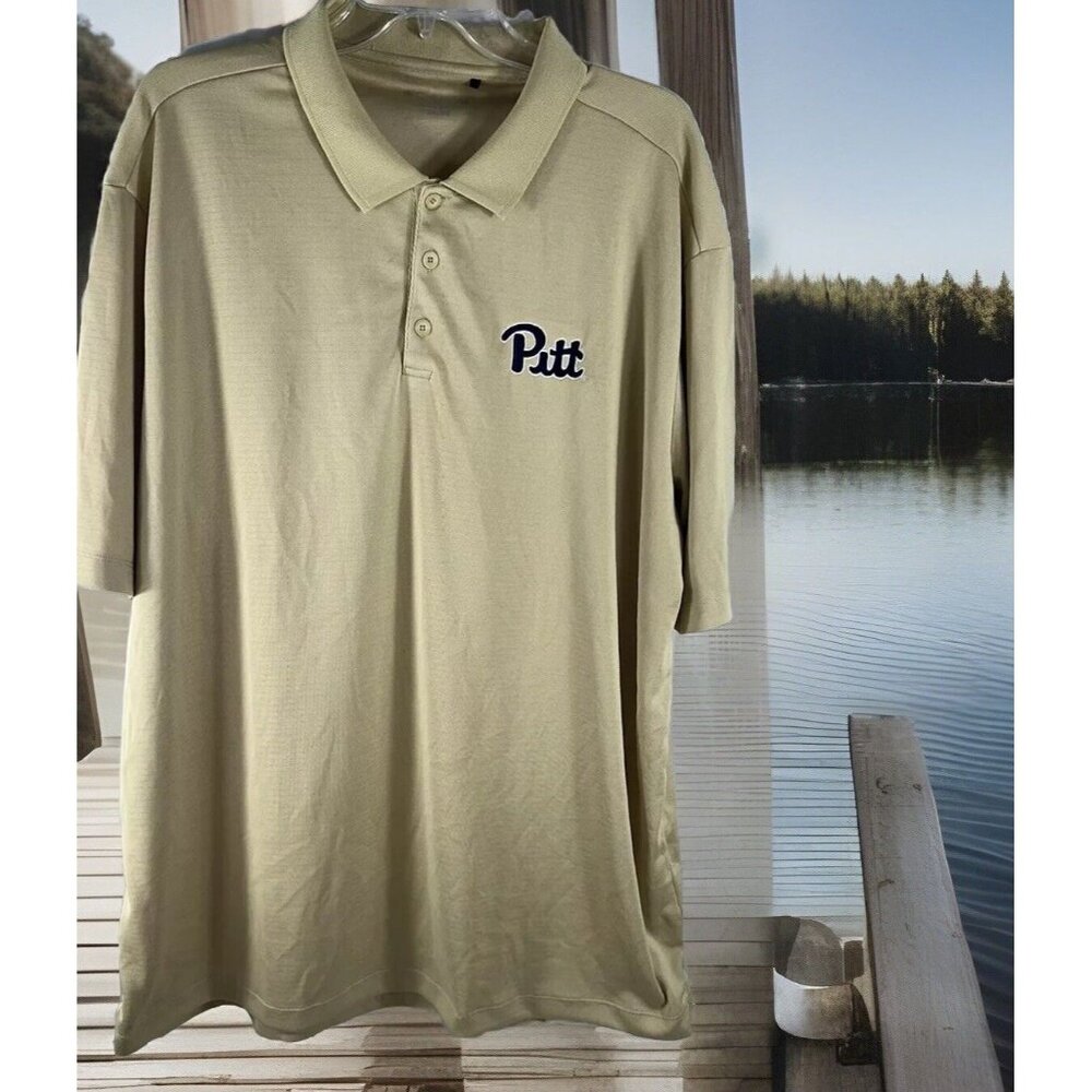 Pittsburgh Panthers Columbia Golf Polo Shirt Mens 2XL Wheat-yellow